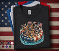 4th of July Cat Shirt, Patriotic Cats Float Tee