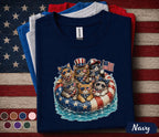 4th of July Cat Shirt, Patriotic Cats Float Tee, American Flag Kitten Forth of July Shirt, Independence Day Cat Lover Gift, USA Party Tee