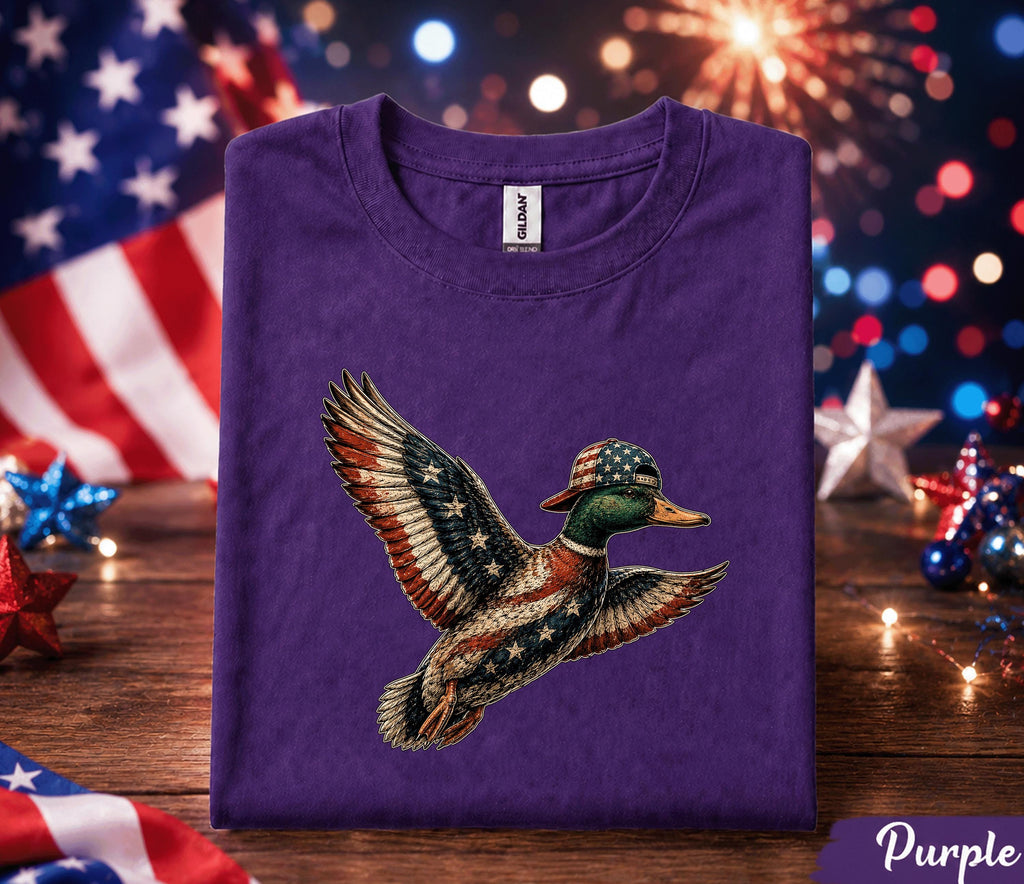 4th of July Duck Shirt, Patriotic Mallard Duck Tee, American Flag Waterfowl Forth of July Shirt, Independence Day Hunting Gift, USA Duck Tee
