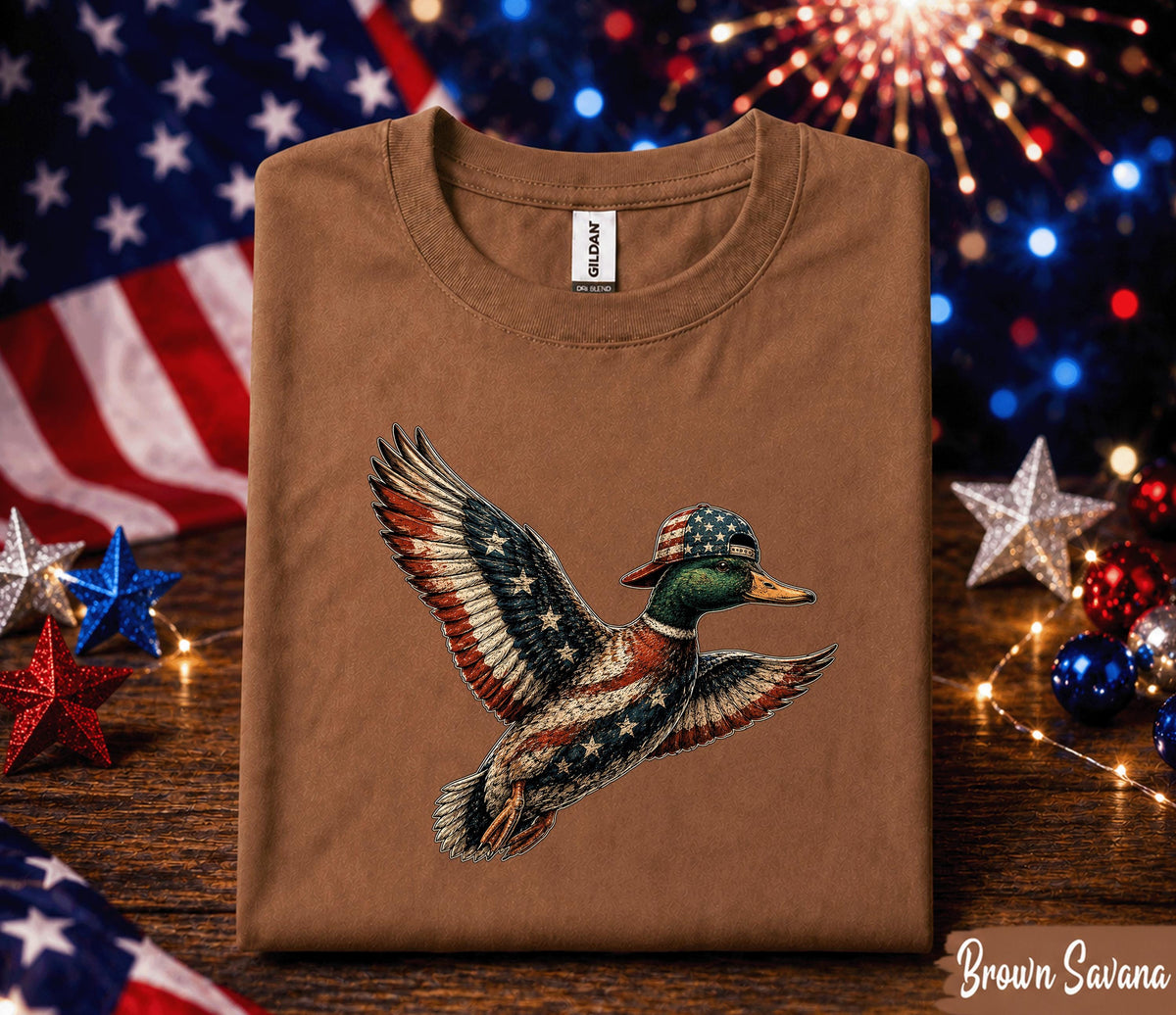 4th of July Duck Shirt, Patriotic Mallard Duck Tee, American Flag Waterfowl Forth of July Shirt, Independence Day Hunting Gift, USA Duck Tee