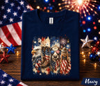 4th of July Western Shirt, Patriotic Cowgirl Eagle Tee, American Flag Highland Cow Forth of July, Independence Day Country USA Shirt Gift