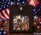4th of July Western Shirt, Patriotic Cowgirl Eagle Tee, American Flag Highland Cow Forth of July, Independence Day Country USA Shirt Gift