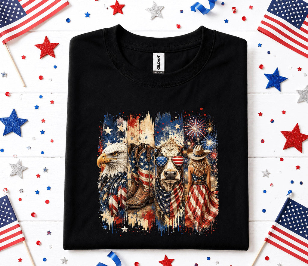 4th of July Western Shirt, Patriotic Cowgirl Eagle Tee