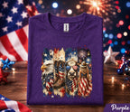 4th of July Western Shirt, Patriotic Cowgirl Eagle Tee, American Flag Highland Cow Forth of July, Independence Day Country USA Shirt Gift