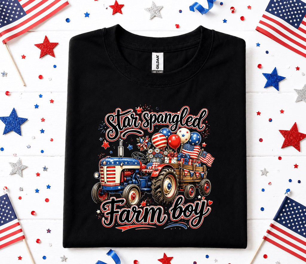4th of July Farm Boy Shirt, Star Spangled Farm Boy Tee