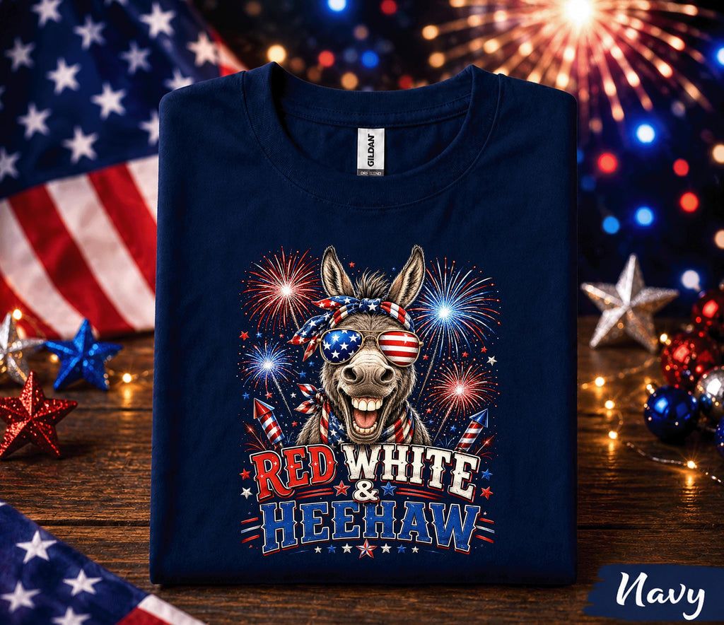4th of July Donkey Shirt, Red White and Heehaw Tee, Patriotic Donkey Forth of July Shirt, Funny Independence Day USA Party Shirt Gift