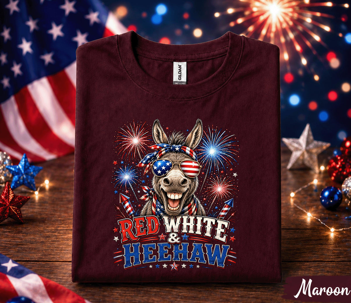 4th of July Donkey Shirt, Red White and Heehaw Tee, Patriotic Donkey Forth of July Shirt, Funny Independence Day USA Party Shirt Gift