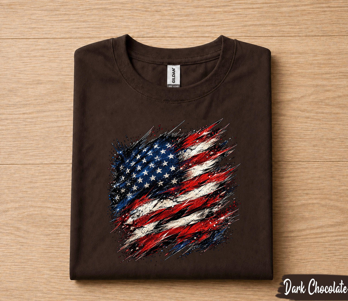 4th of July American Flag Shirt, Patriotic USA Flag Tee, Distressed Stars Stripes Forth of July Top, Independence Day Freedom Shirt