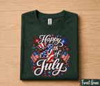 Happy 4th of July Shirt, Patriotic Independence Day T-Shirt, USA Flag Fireworks Tee, American Holiday Gift for Men Women Forth of July