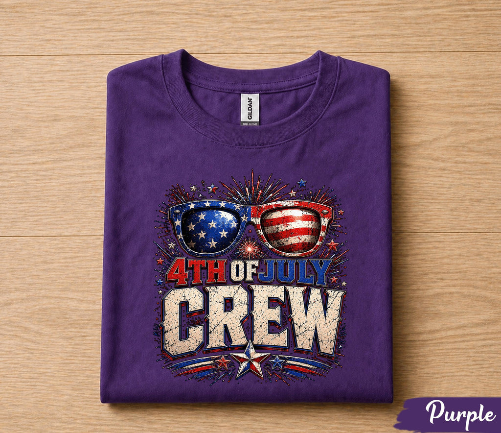 4th of July Crew Shirt, Patriotic American Flag Sunglasses Tee, Independence Day Fireworks Forth of July T-Shirt, USA Party Outfit
