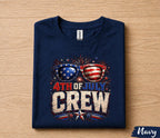 4th of July Crew Shirt, Patriotic American Flag Sunglasses Tee, Independence Day Fireworks Forth of July T-Shirt, USA Party Outfit