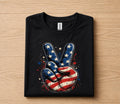 Patriotic Peace Sign 4th of July Shirt, American Flag Hand Forth of July Tee