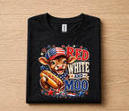 Red White and Moo 4th of July Shirt, Patriotic Cow Independence Day Tee