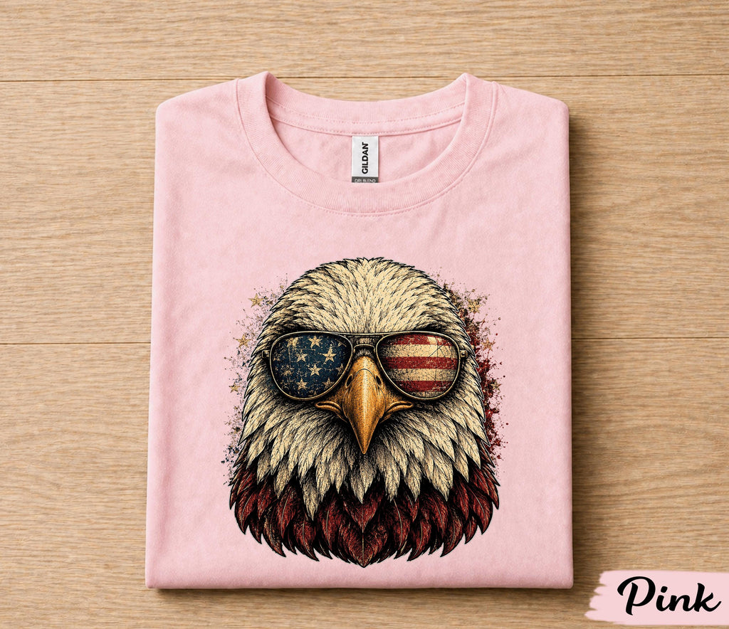 Patriotic Bald Eagle 4th of July Shirt, American Flag Sunglasses Tee, USA Independence Day T-Shirt, Freedom Pride Gift Forth of July