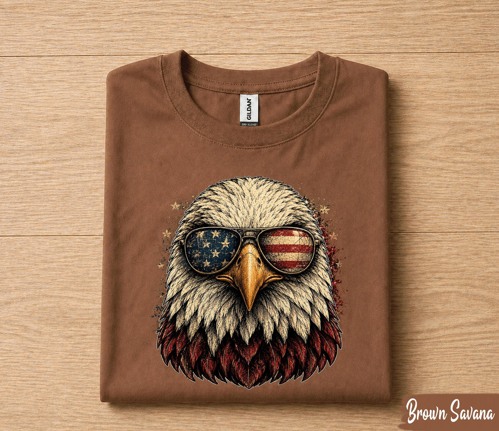 Patriotic Bald Eagle 4th of July Shirt, American Flag Sunglasses Tee, USA Independence Day T-Shirt, Freedom Pride Gift Forth of July