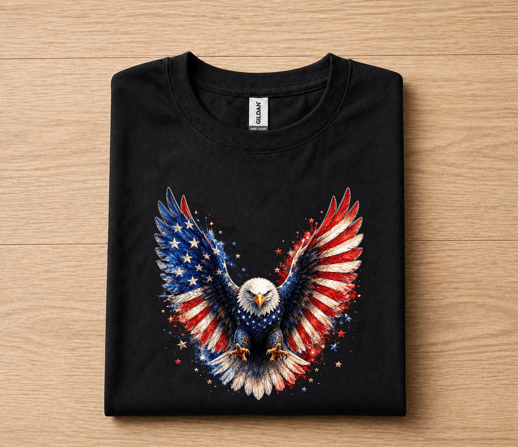 Patriotic Bald Eagle 4th of July Shirt, American Flag Wings Independence Day Tee