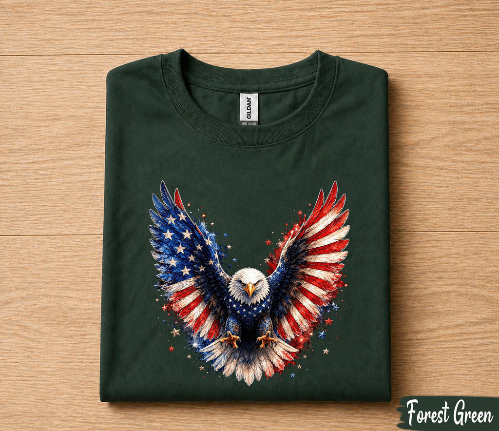 Patriotic Bald Eagle 4th of July Shirt, American Flag Wings Independence Day Tee, USA Freedom T-Shirt, Patriotic Gift Forth of July