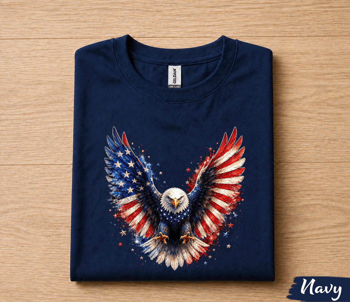 Patriotic Bald Eagle 4th of July Shirt, American Flag Wings Independence Day Tee, USA Freedom T-Shirt, Patriotic Gift Forth of July