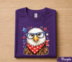 Cute Patriotic Eagle 4th of July Shirt, American Flag Glasses Bald Eagle Tee, Independence Day USA Women  T-Shirt Gift Forth of July