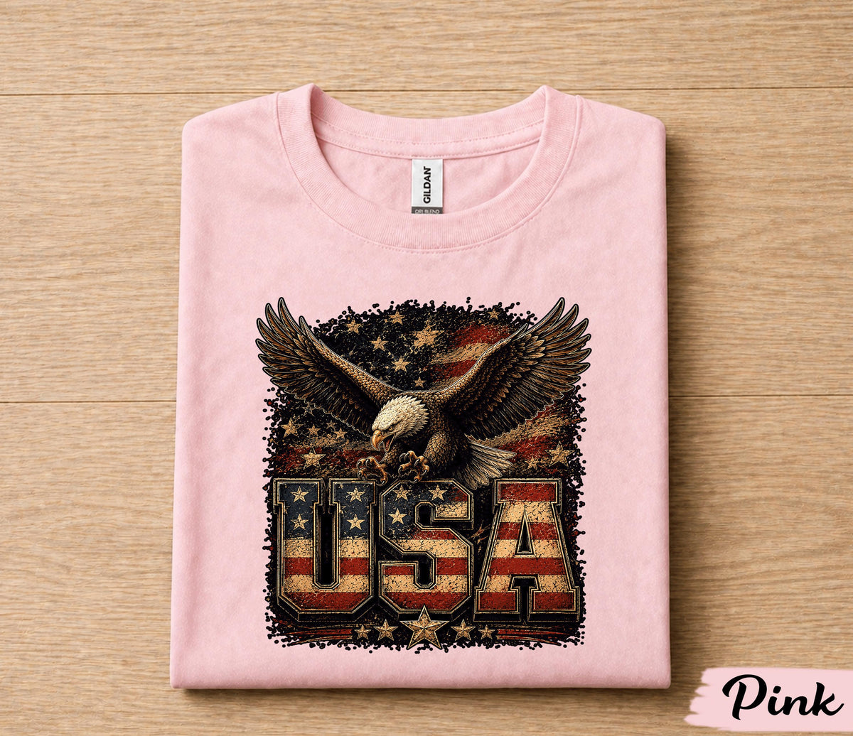 USA Eagle 4th of July Shirt, Patriotic American Flag Bald Eagle Tee, Independence Day Freedom T-Shirt, Vintage USA Pride Gift Forth of July