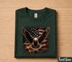 Patriotic Bald Eagle American Flag Shirt, Majestic Eagle Independence Day Tee, USA Freedom 4th of July T-Shirt Gift Forth of July
