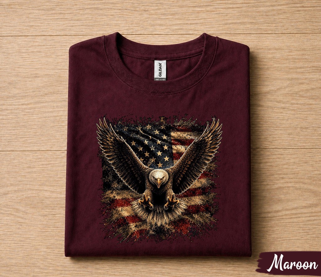 Patriotic Bald Eagle American Flag Shirt, Majestic Eagle Independence Day Tee, USA Freedom 4th of July T-Shirt Gift Forth of July
