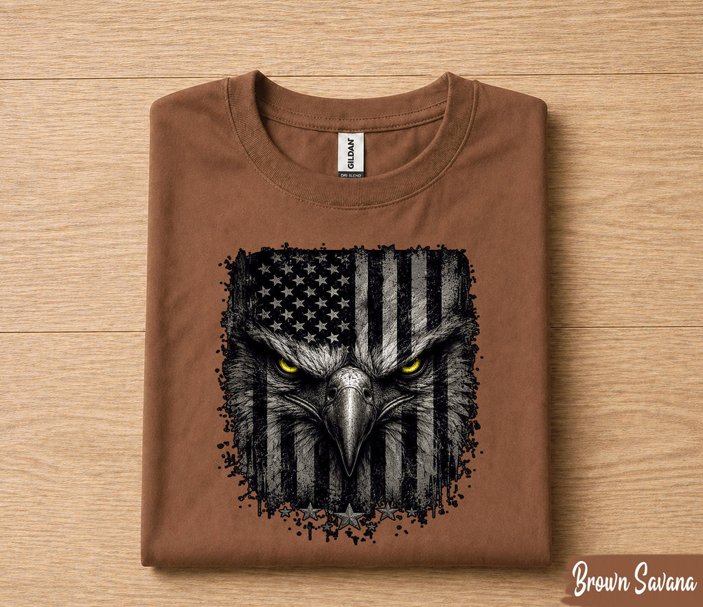 Patriotic Eagle Face 4th of July Shirt, American Flag Bald Eagle Tee, USA Freedom Independence Day T-Shirt Gift Forth of July