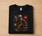 Patriotic Bigfoot 4th of July Shirt, Sasquatch Fireworks Tee