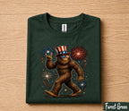 Patriotic Bigfoot 4th of July Shirt, Sasquatch Fireworks Tee, USA Independence Day Shirt, American Pride Bigfoot Gift Forth of July