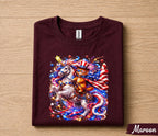 Patriotic Unicorn Cat 4th of July Shirt, Red White Blue Fireworks Tee, American Flag Kitty Unicorn Independence Day Gift Forth of July