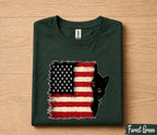 Patriotic Black Cat 4th of July Shirt, American Flag Cat Lover Tee, Cute Peeking Kitty Independence Day Gift, USA Pride Shirt Forth of July