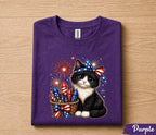 Cute Patriotic Kitten Shirt, 4th Of July Cat Lover Tee, Fireworks Cat Shirt, American Flag Kitty Independence Day Gift Forth of July