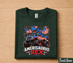 Amerisaurus Rex Shirt, Funny 4th Of July Dinosaur Monster Truck Tee, Patriotic T Rex American Flag USA Independence Day Gift Forth of July
