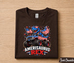 Amerisaurus Rex Shirt, Funny 4th Of July Dinosaur Monster Truck Tee, Patriotic T Rex American Flag USA Independence Day Gift Forth of July