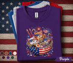 4th of July Cat Shirt, Patriotic Ramen Cat Tee, Funny American Flag Kittens T Shirt, Independence Day Fireworks Gift Top Forth of July