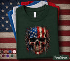 American Flag Skull Shirt, Patriotic Skull 4th of July Tee, USA Independence Day Shirt, Gothic American Pride Graphic Top Forth of July