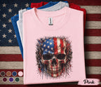 American Flag Skull Shirt, Patriotic Skull 4th of July Tee, USA Independence Day Shirt, Gothic American Pride Graphic Top Forth of July