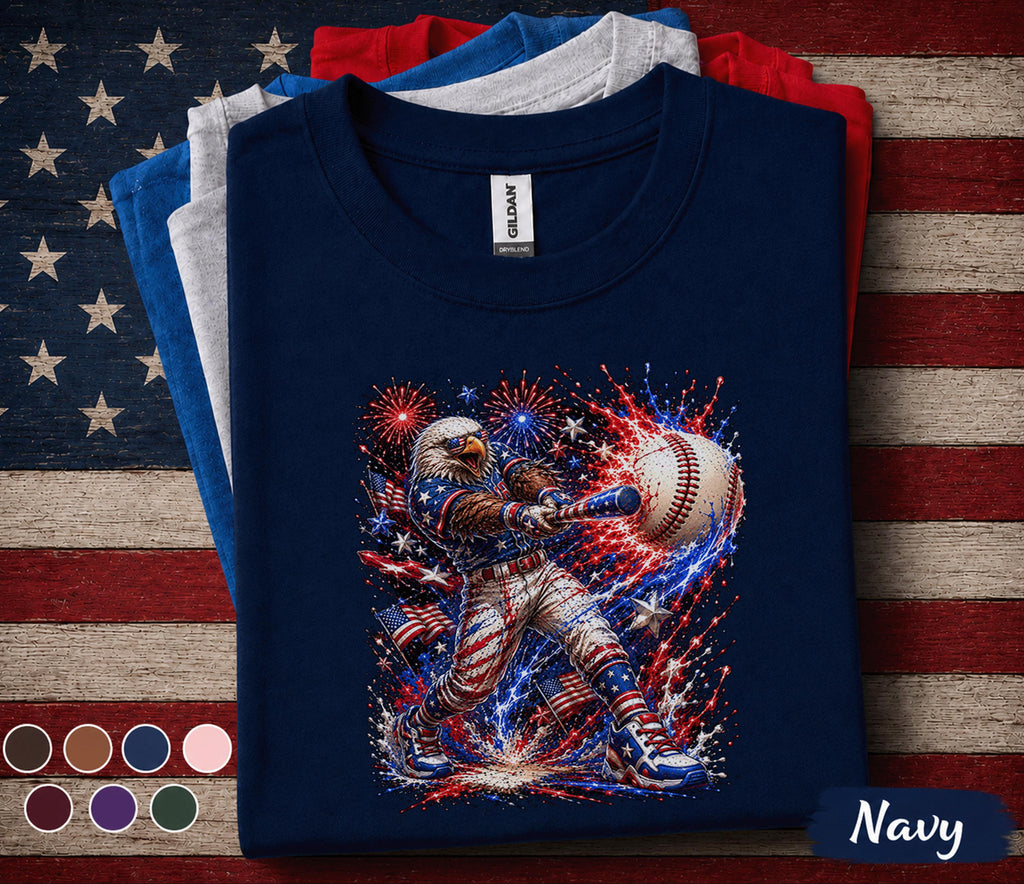Patriotic Baseball Eagle Shirt, American Flag Baseball Tee, Kids Youth 4th of July Shirt, USA Independence Day Gift Top Forth of July Boys
