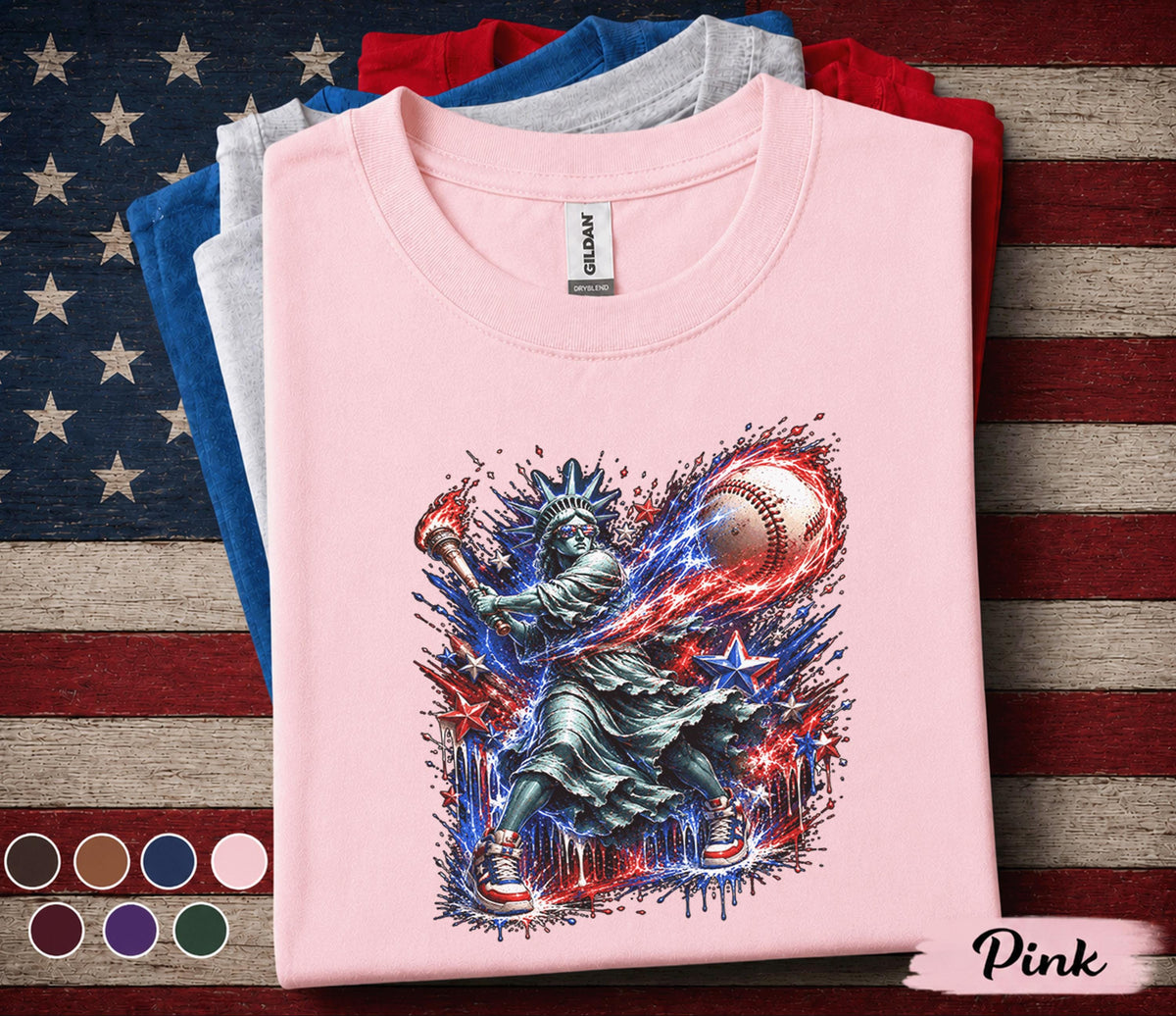Statue of Liberty Baseball Shirt, Kids Patriotic Softball Tee, American Youth 4th of July Baseball Shirt, USA Boys Gift Top Forth of July