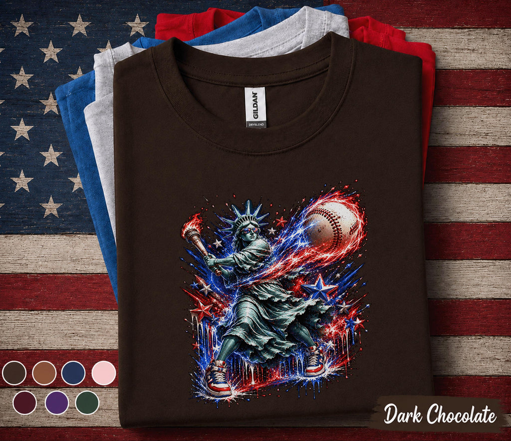 Statue of Liberty Baseball Shirt, Kids Patriotic Softball Tee, American Youth 4th of July Baseball Shirt, USA Boys Gift Top Forth of July