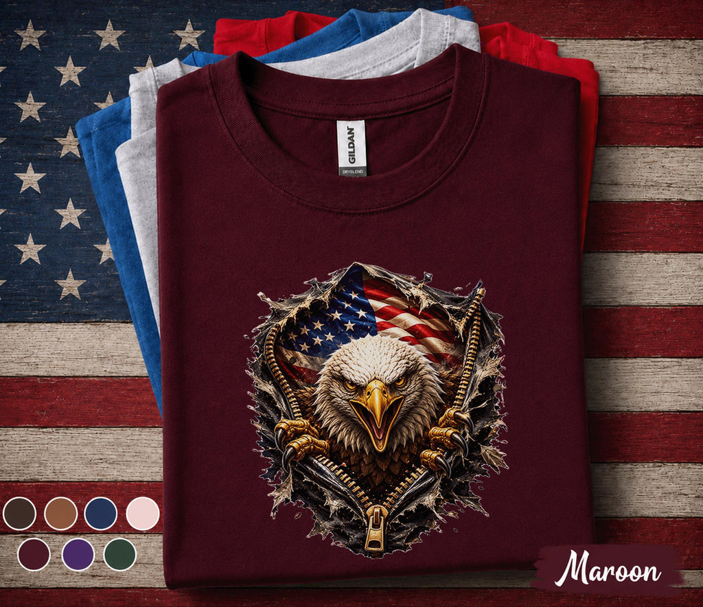 Patriotic Bald Eagle Shirt, American Flag Eagle Tee, 4th of July USA Pride Shirt, Freedom Eagle Independence Day Gift Top Forth of July