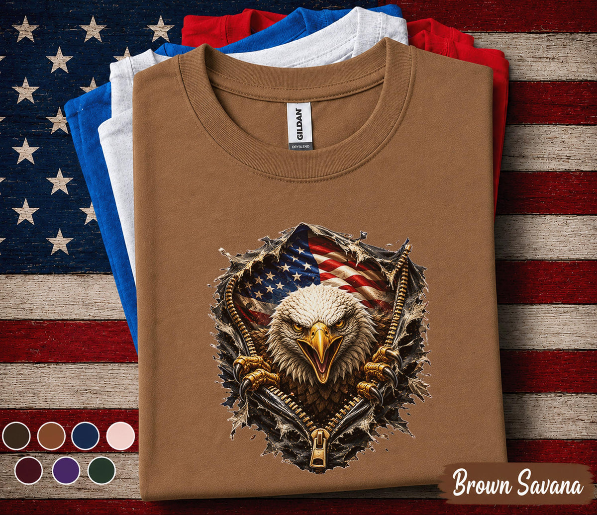 Patriotic Bald Eagle Shirt, American Flag Eagle Tee, 4th of July USA Pride Shirt, Freedom Eagle Independence Day Gift Top Forth of July