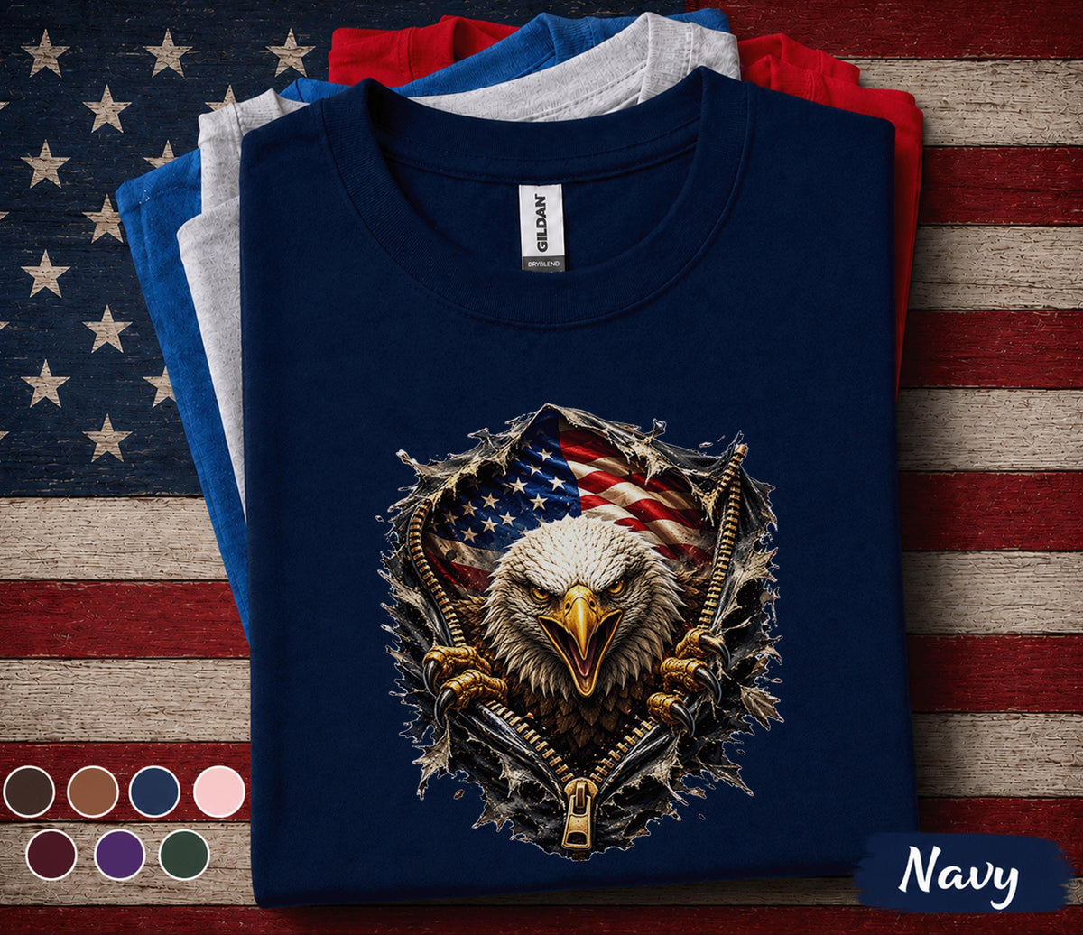Patriotic Bald Eagle Shirt, American Flag Eagle Tee, 4th of July USA Pride Shirt, Freedom Eagle Independence Day Gift Top Forth of July