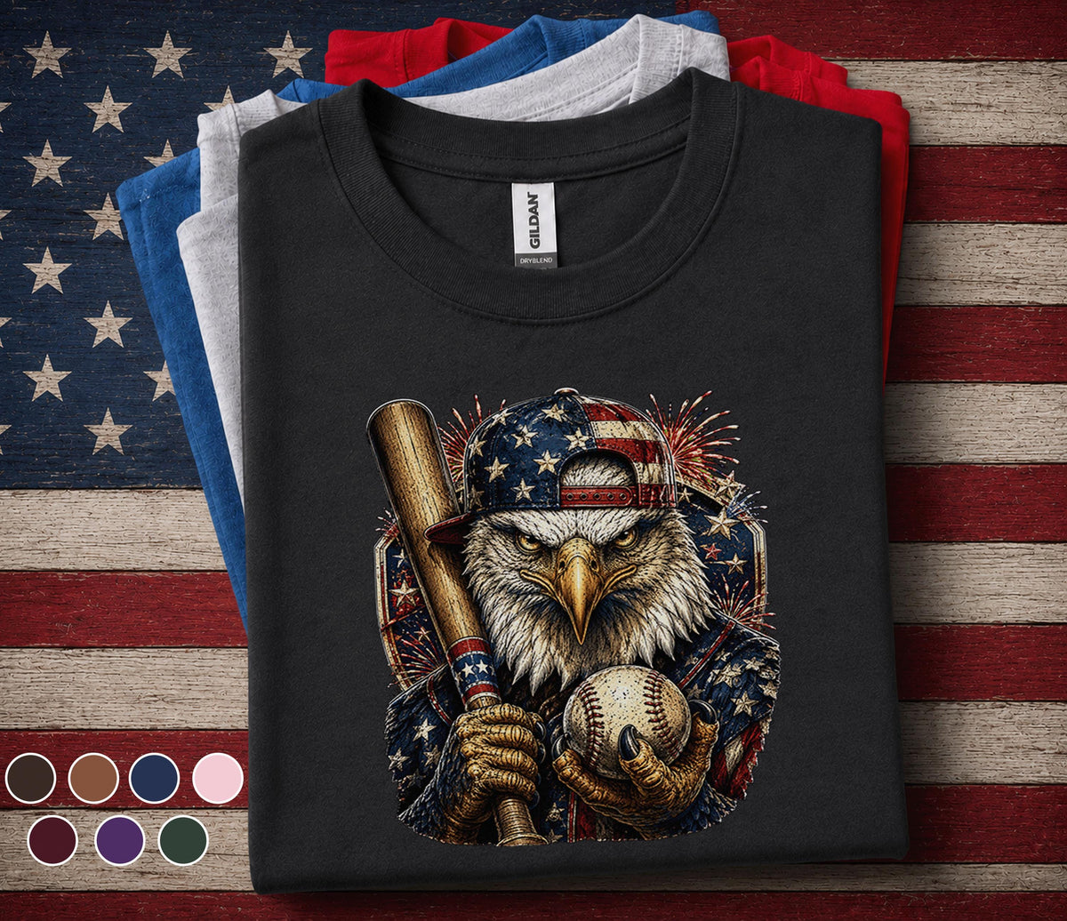 Patriotic Eagle Baseball Shirt, American Flag Baseball Player Tee