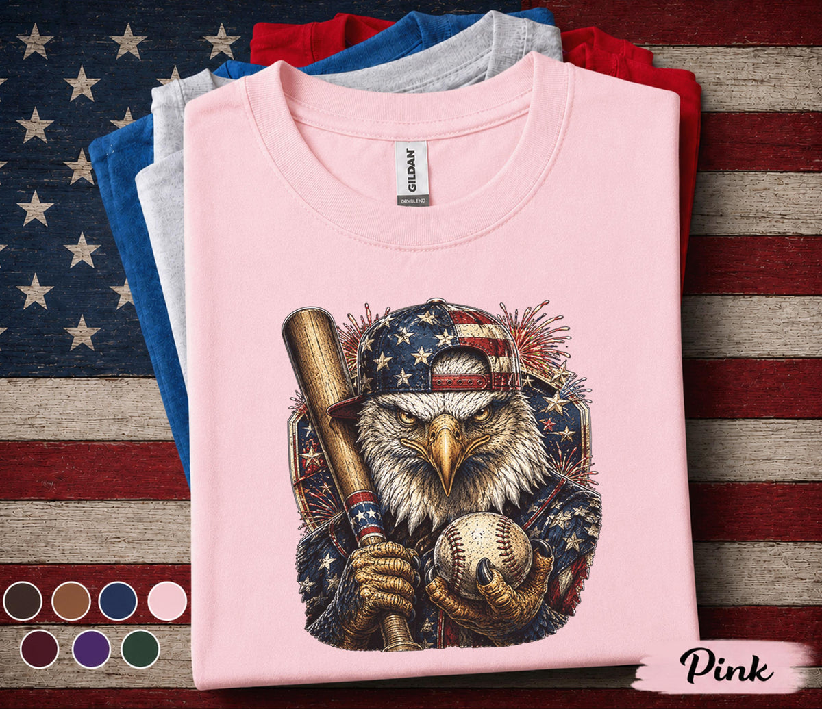 Patriotic Eagle Baseball Shirt, American Flag Baseball Player Tee, 4th of July Baseball Fan Shirt, USA Independence Day Gift Top