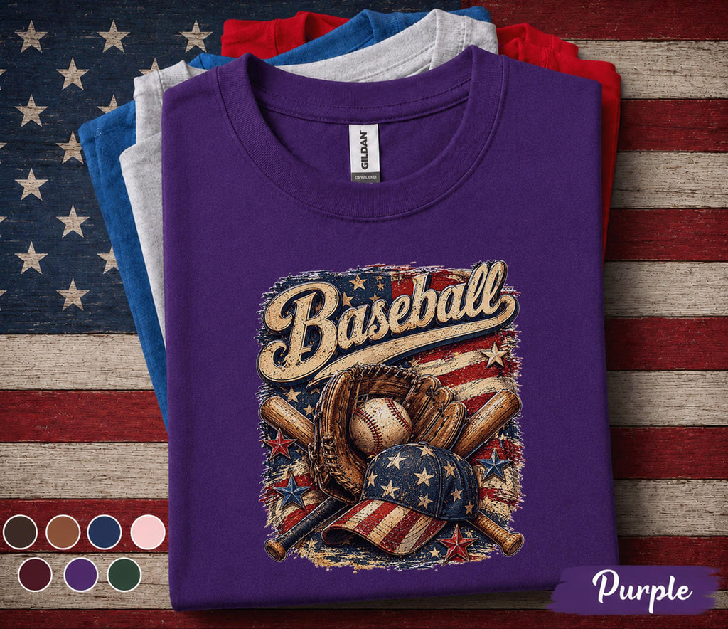 Patriotic Baseball Shirt, American Flag Baseball Tee, Vintage 4th of July Baseball Fan Shirt, USA Sports Lover Gift Top Forth of July