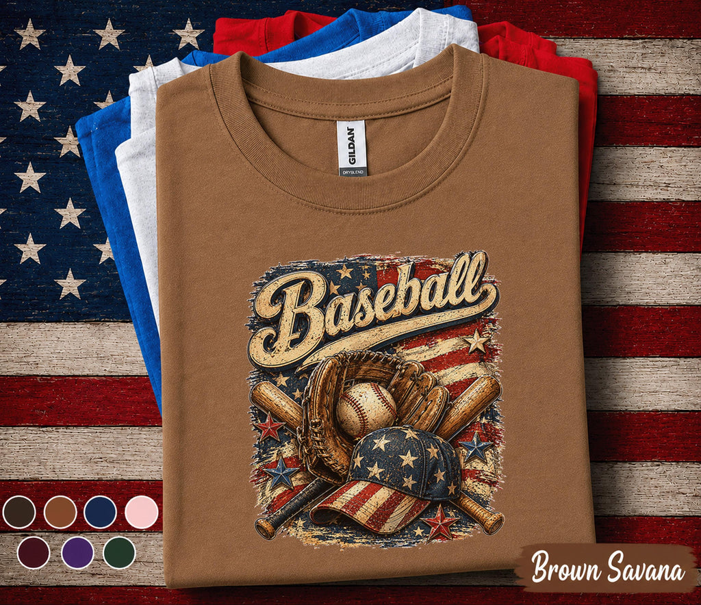 Patriotic Baseball Shirt, American Flag Baseball Tee, Vintage 4th of July Baseball Fan Shirt, USA Sports Lover Gift Top Forth of July