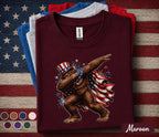 Patriotic Bigfoot Dabbing Shirt, American Flag Sasquatch Tee, Funny 4th of July Bigfoot Shirt, Independence Day USA Pride Top Forth of July