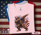 Patriotic Bigfoot Dabbing Shirt, American Flag Sasquatch Tee, Funny 4th of July Bigfoot Shirt, Independence Day USA Pride Top Forth of July