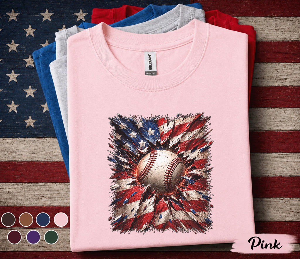 Patriotic Baseball Shirt, American Flag Baseball Tee, 4th of July Baseball Fan Shirt, USA Independence Day Sports Lover Gift Forth of Jul